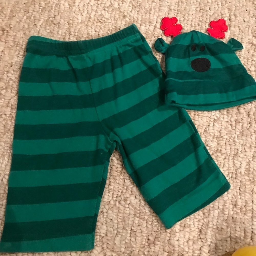 Adorable matching reindeer beanie hat and pants